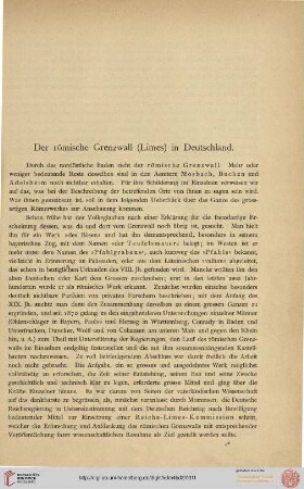 Der römische Grenzwall (Limes) in Deutschland