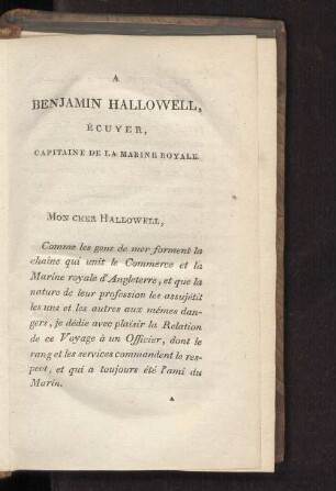 BENJAMIN HALLOWELL, ÉCUYER, CAPITAINE DE LA MARINE ROYALE.