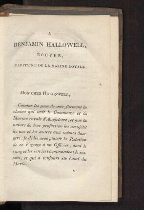 BENJAMIN HALLOWELL, ÉCUYER, CAPITAINE DE LA MARINE ROYALE.