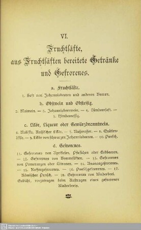 VI. Fruchtsäfte, aus Fruchtsäften bereitete Getränke und Gefrorenes