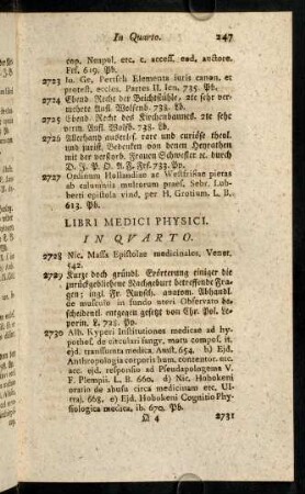 247-269, Libri Medici Physici. In Quarto.