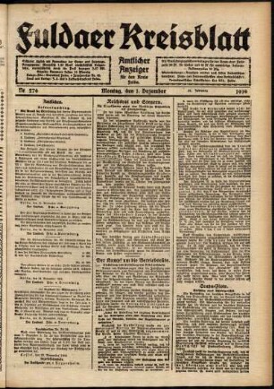 Ausgabe vom Montag, den 01. Dezember 1919.