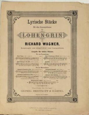 Lyrische Stücke für eine Gesangstimme aus Lohengrin, 1. Elsas's Traum (Akt 1, Scene 2)