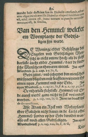 Van dem Hemmel/ welcker ein Woenplaetze der Godtsaligen syn werdt.