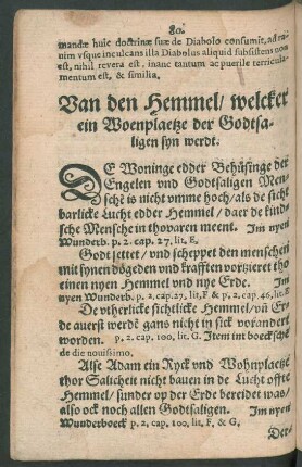 Van dem Hemmel/ welcker ein Woenplaetze der Godtsaligen syn werdt.
