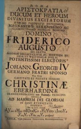 Aristokratia ducum et heroum divinitus excitatorum e sacris pandectis de prompta : [Carmen]