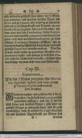 Cap. III. Experiment. Wie die Silber könne purigiret, ihr Mercurius digeriret, figiret, und von einem Schwefel Veneris tingiret und verbessert werden