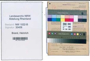 Entnazifizierung Heinrich Brand , geb. 17.11.1907 (Obermonteur)