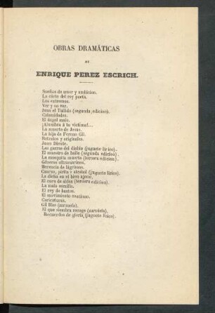 Obras dramáticas de Enrique Pérez Escrich