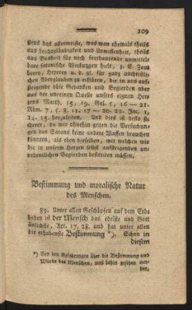 Bestimmung und moralische Natur des Menschen.