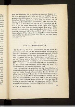V. Für die "Eingeborenen"