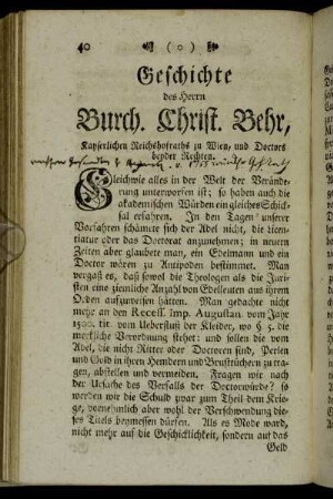 Geschichte des Herrn Burch. Christ. Behr, ...