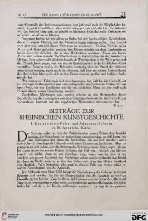 Beiträge zur rheinischen Kunstgeschichte
