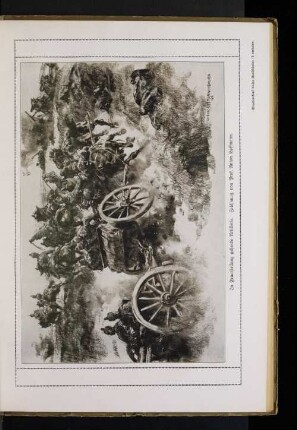 In Feuerstellung gehende Artillerie. Zeichnung von Prof. Anton Hoffmann.