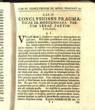Cap. IV. Conclvsiones Pragmaticae De Morgengaba Partim Verae Partim Falsae.