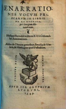 Enarrationes vocum priscarum in libris De re rustica