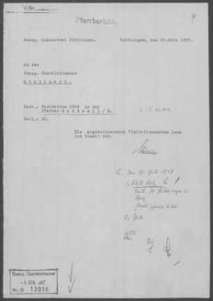 Rottweil mit Diaspora: Visitationsbericht mit Pfarrbericht 1954