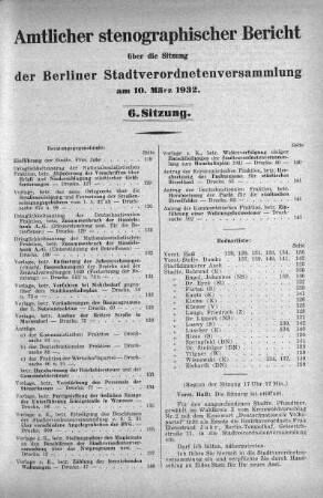 Sitzung 6, 10. März 1932