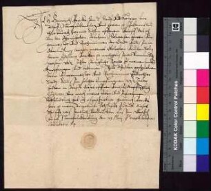 Heinrich Berka von Duba und Leipa auf Falkenburg bestätigt Bürgermeister und Rat von Bautzen für die Erben seines verstorbenen Bruders Zdislav Berka von Duba den Empfang der königlichen Rente i.H.v. 22 1/2 Talern.