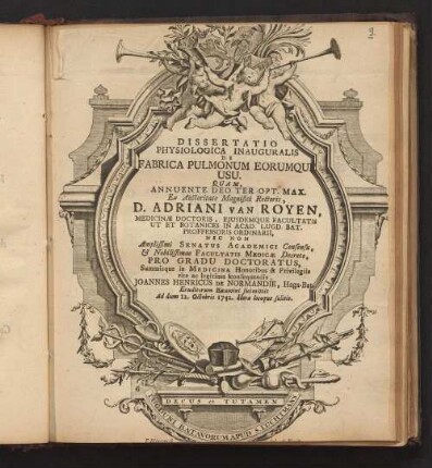 Dissertatio Physiologica Inauguralis De Fabrica Pulmonum Eorumque Usu