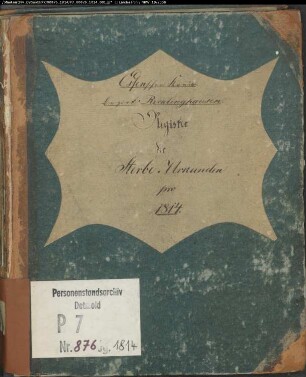 Zivilstandsregister der Stadt Recklinghausen (Todesfälle 1814). (Gemeinde: Recklinghausen, Stadt und Land)