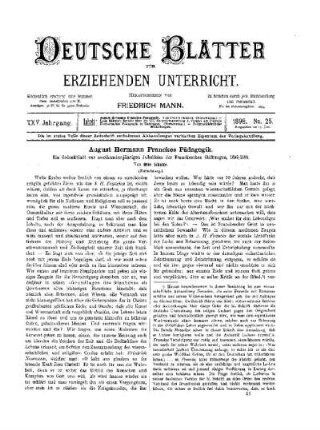 August Hermann Franckes Pädagogik : ein Gedenkblatt zur zweihundertjährigen Jubelfeier der Frankeschen Stiftungen 1698/1898 ; (Fortsetzung)