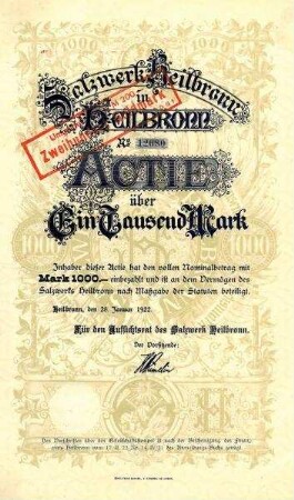 Aktie der Salzwerk Heilbronn AG Nr. 12680