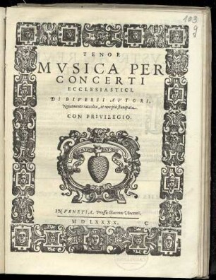 Musica per concerti ecclesiastici, di diversi autori ...