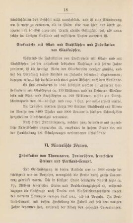 VI. Mineralische Waaren.