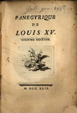 Panegyrique de Louis XV