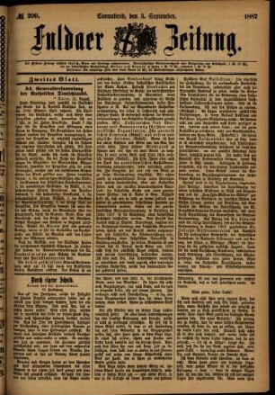 Ausgabe vom Samstag, den 03. September 1887.