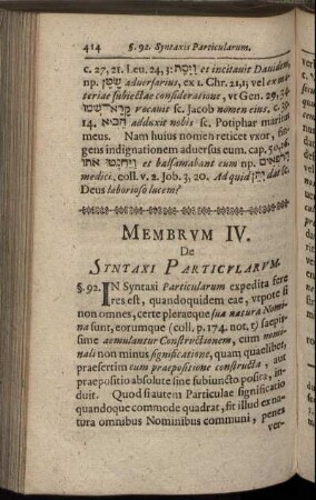Membrum IV. De Syntaxi Particularum.