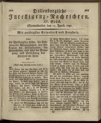 XV.Stück. Sonnabends: den 15. April 1797.