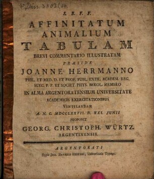 Affinitatum animalium tabulam brevi commentario illustratam