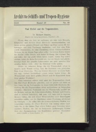 Paul Ehrlich und die Tropenmedizin.