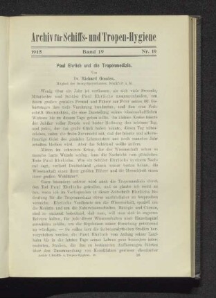 Paul Ehrlich und die Tropenmedizin.