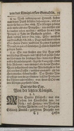 Das vierte Cap. Von der letzten Königin