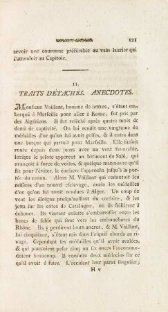 11. Traits Détachés. Anecdotes.