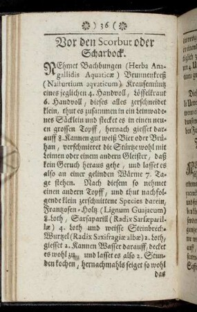 Vor den Scorbut oder Scharbock