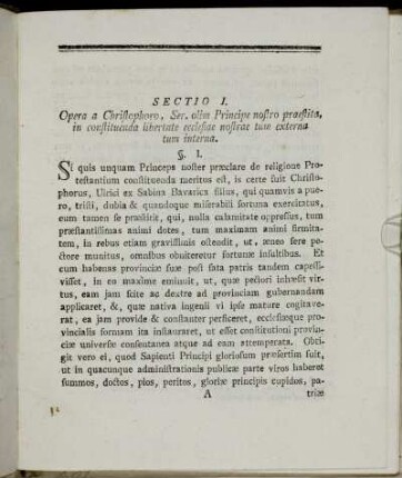Sectio I. Opera a Christophoro, Ser. olim Principe nostro praestita, [...]