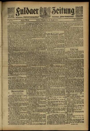 Erste Ausgabe vom Montag, den 26. August 1912.
