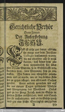 Gerichtliche Verhör Derer Zeugen Der Auferstehung Jesu