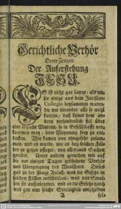 Gerichtliche Verhör Derer Zeugen Der Auferstehung Jesu