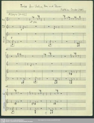 Trio für Violine, Horn und Klavier : (1988)