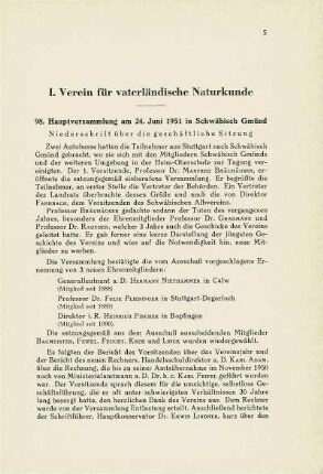 I. Verein für vaterländische Naturkunde