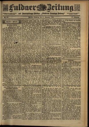 Erste Ausgabe vom Samstag, den 17. November 1900.
