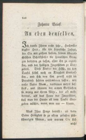 Zehnter Brief. An eben denselben