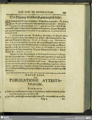 Caput LXIV. De Publicatione Attestationum