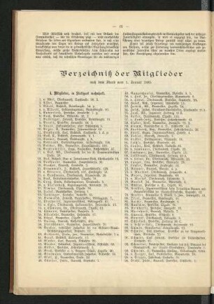 Verzeichniß der Mitglieder nach dem Stand vom 1. Januar 1883