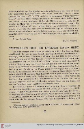 1: Bemerkungen über den jüngeren Joseph Heinz